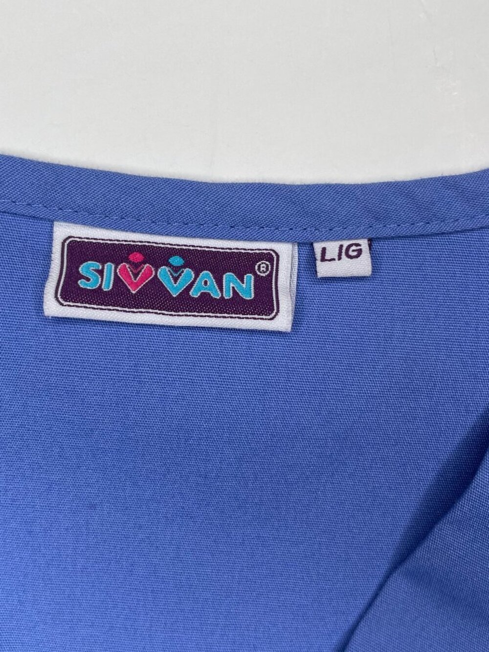 Sivvan Blue Medical Scrub Set Size Large V-Neck Top Drawstring Pants Uniform - Picture 13 of 16